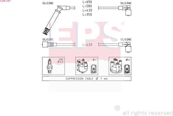 EPS 1.501.237 - Augstsprieguma vadu komplekts www.autospares.lv