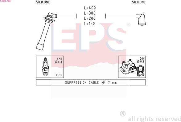 EPS 1.501.745 - Augstsprieguma vadu komplekts www.autospares.lv