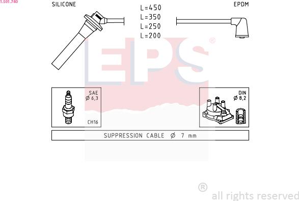 EPS 1.501.740 - Augstsprieguma vadu komplekts www.autospares.lv