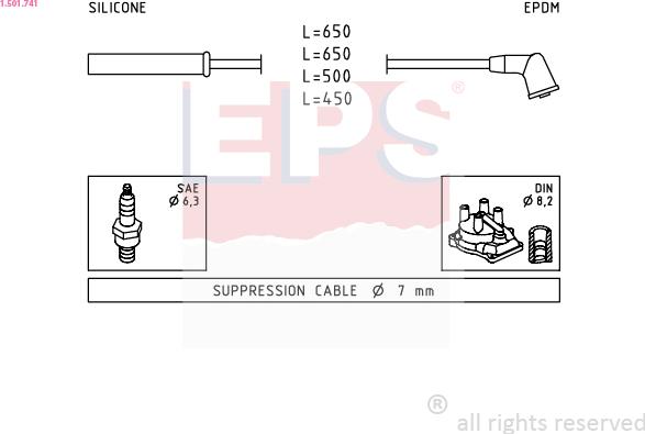 EPS 1.501.741 - Augstsprieguma vadu komplekts www.autospares.lv