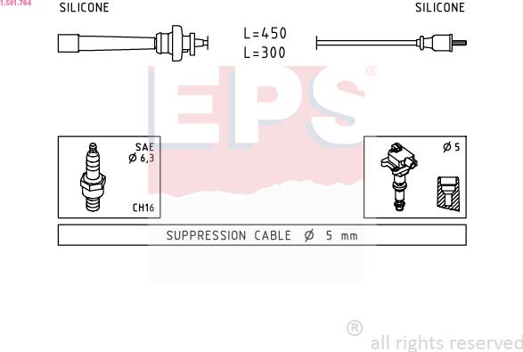 EPS 1.501.764 - Augstsprieguma vadu komplekts www.autospares.lv