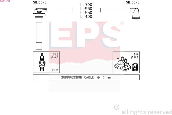 EPS 1.501.711 - Augstsprieguma vadu komplekts www.autospares.lv