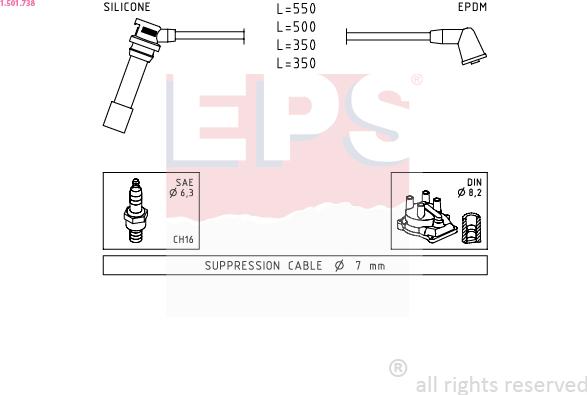 EPS 1.501.738 - Augstsprieguma vadu komplekts www.autospares.lv