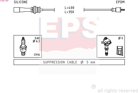 EPS 1.501.729 - Augstsprieguma vadu komplekts www.autospares.lv