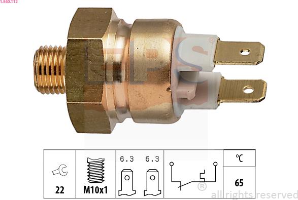 EPS 1.840.112 - Devējs, Dzesēšanas šķidruma temperatūra www.autospares.lv