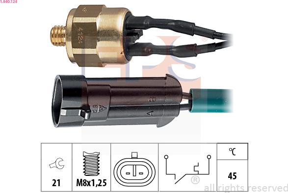 EPS 1.840.124 - Devējs, Dzesēšanas šķidruma temperatūra www.autospares.lv