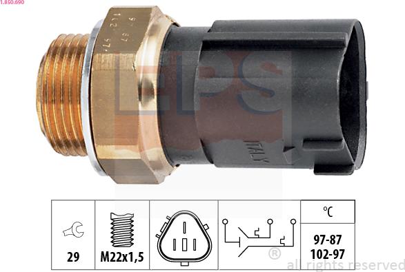 EPS 1.850.690 - Termoslēdzis, Radiatora ventilators autospares.lv