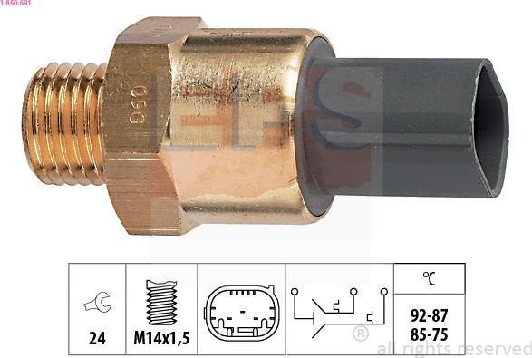 EPS 1.850.691 - Termoslēdzis, Radiatora ventilators www.autospares.lv