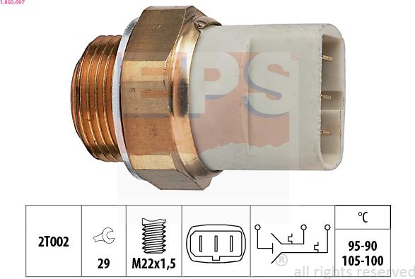 EPS 1.850.697 - Termoslēdzis, Radiatora ventilators www.autospares.lv