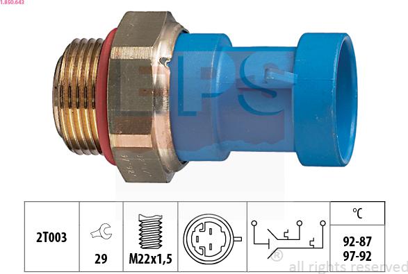 EPS 1.850.643 - Termoslēdzis, Radiatora ventilators www.autospares.lv