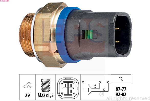 EPS 1.850.647 - Termoslēdzis, Radiatora ventilators www.autospares.lv