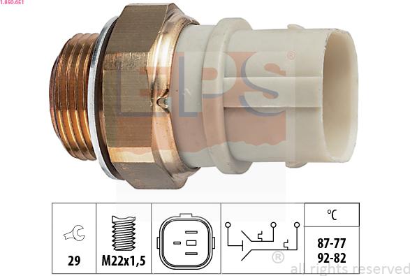 EPS 1.850.651 - Termoslēdzis, Radiatora ventilators www.autospares.lv