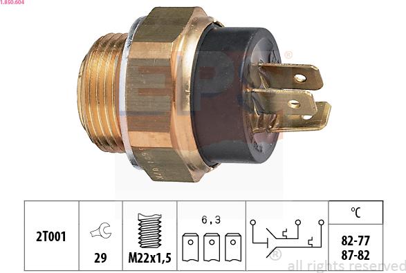 EPS 1.850.604 - Temperature Switch, radiator / air conditioner fan www.autospares.lv