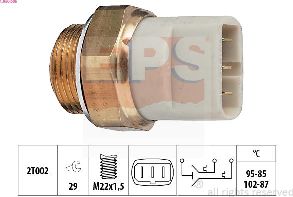 EPS 1.850.605 - Temperature Switch, radiator / air conditioner fan www.autospares.lv