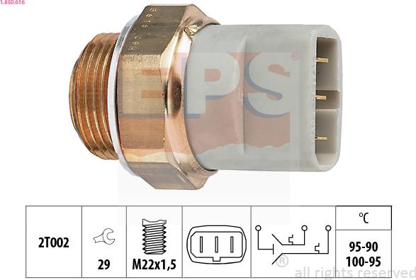 EPS 1.850.616 - Temperature Switch, radiator / air conditioner fan www.autospares.lv