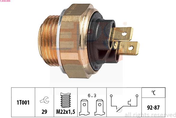 EPS 1.850.005 - Termoslēdzis, Radiatora ventilators www.autospares.lv