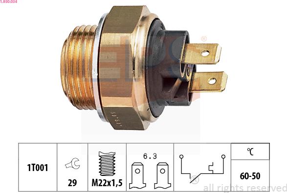 EPS 1.850.034 - Termoslēdzis, Radiatora ventilators www.autospares.lv