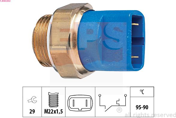 EPS 1.850.032 - Temperature Switch, radiator / air conditioner fan www.autospares.lv