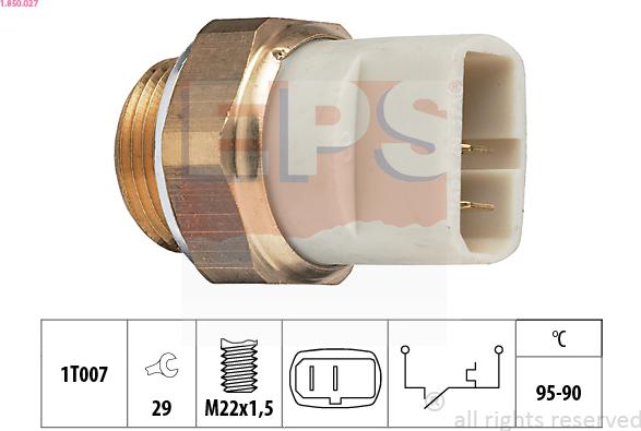 EPS 1.850.027 - Temperature Switch, radiator / air conditioner fan www.autospares.lv