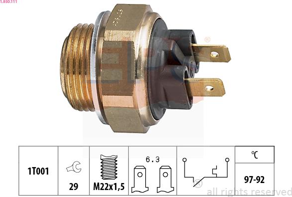 EPS 1.850.111 - Temperature Switch, radiator / air conditioner fan www.autospares.lv