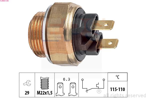 EPS 1.850.135 - Termoslēdzis, Radiatora ventilators www.autospares.lv