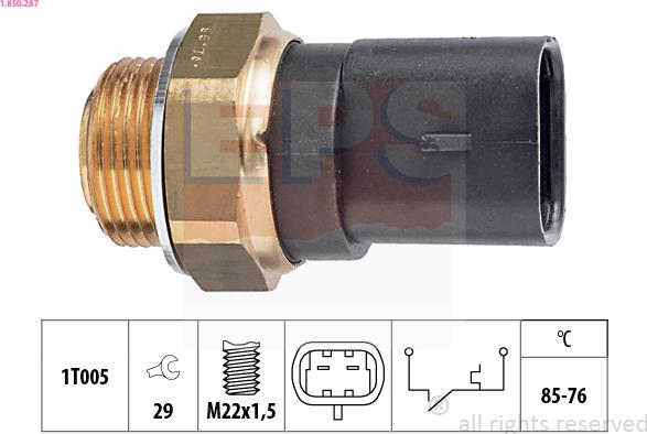 EPS 1.850.287 - Termoslēdzis, Radiatora ventilators www.autospares.lv