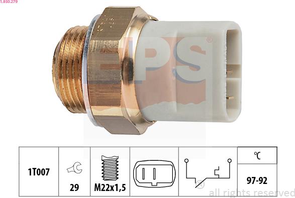 EPS 1.850.279 - Termoslēdzis, Radiatora ventilators www.autospares.lv