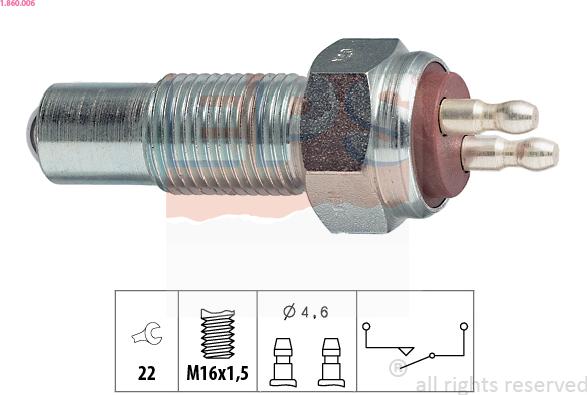 EPS 1.860.006 - Slēdzis, Atpakaļgaitas signāla lukturis www.autospares.lv