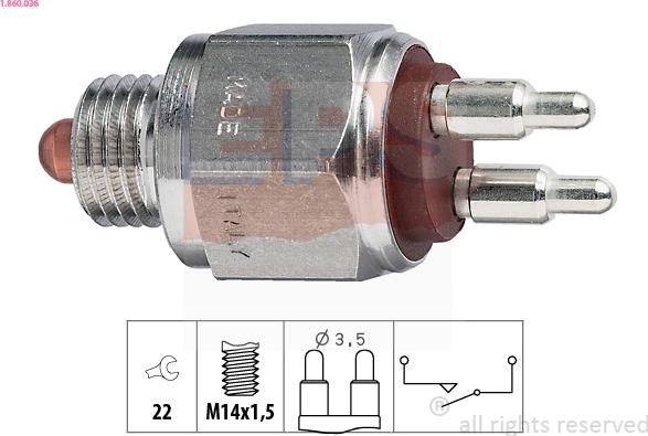 EPS 1.860.036 - Slēdzis, Atpakaļgaitas signāla lukturis www.autospares.lv