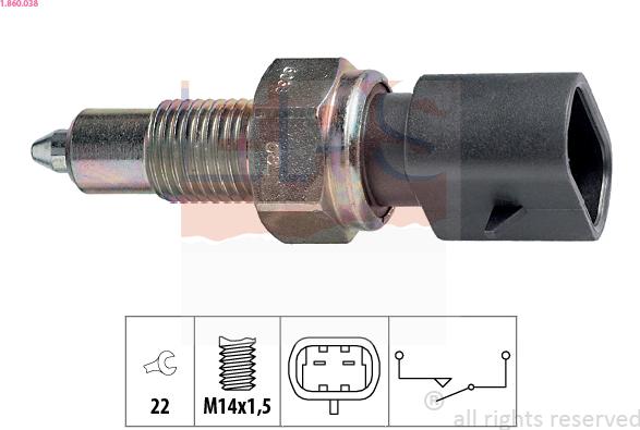 EPS 1.860.038 - Slēdzis, Atpakaļgaitas signāla lukturis www.autospares.lv