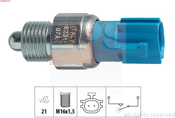 EPS 1.860.231 - Slēdzis, Atpakaļgaitas signāla lukturis www.autospares.lv