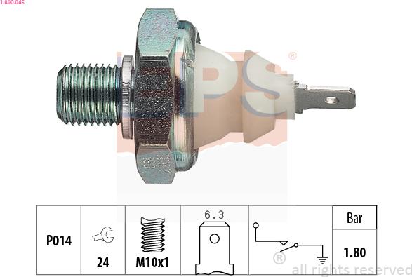 EPS 1.800.045 - Devējs, Eļļas spiediens www.autospares.lv