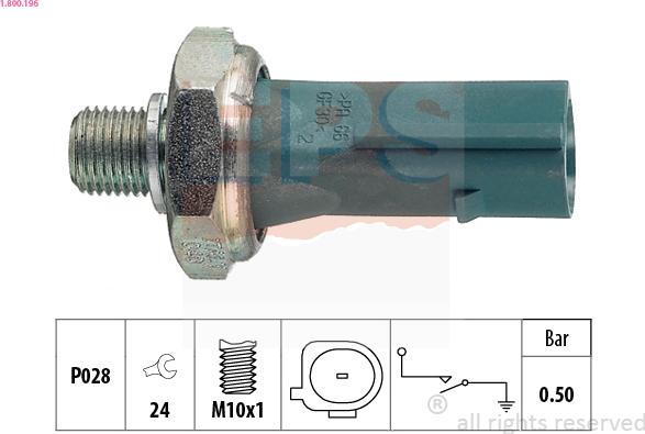 EPS 1.800.196 - Devējs, Eļļas spiediens www.autospares.lv