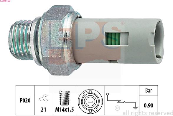 EPS 1.800.153 - Devējs, Eļļas spiediens www.autospares.lv