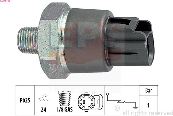 EPS 1.800.188 - Devējs, Eļļas spiediens www.autospares.lv