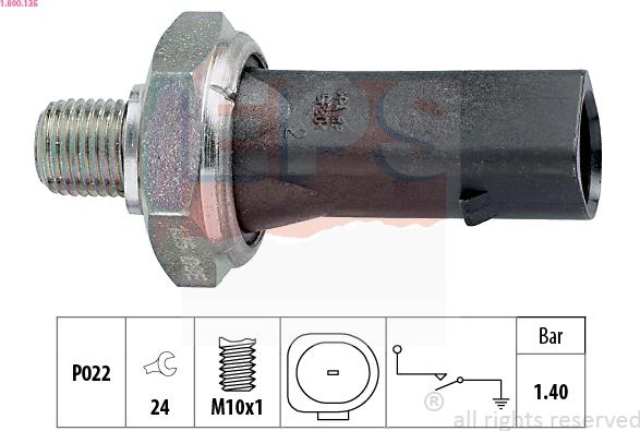 EPS 1.800.135 - Sender Unit, oil pressure www.autospares.lv