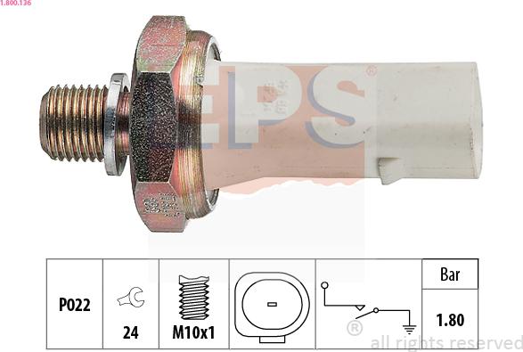 EPS 1.800.136 - Sender Unit, oil pressure www.autospares.lv