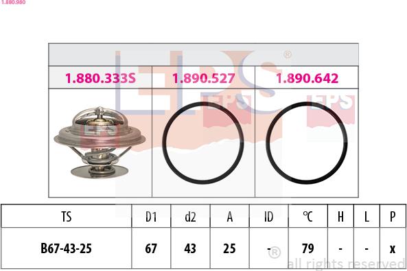 EPS 1.880.980 - Termostats, Dzesēšanas šķidrums www.autospares.lv