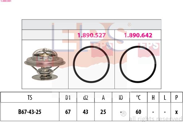 EPS 1.880.981 - Termostats, Dzesēšanas šķidrums www.autospares.lv