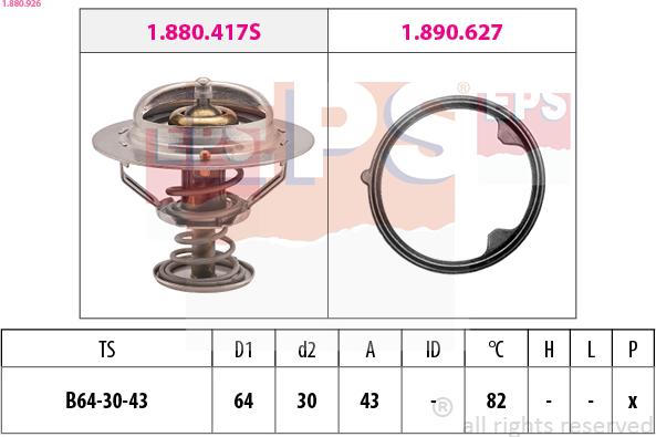 EPS 1.880.926 - Termostats, Dzesēšanas šķidrums www.autospares.lv