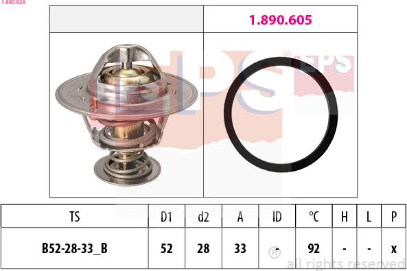 EPS 1.880.928 - Termostats, Dzesēšanas šķidrums www.autospares.lv