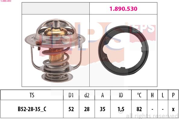 EPS 1.880.493 - Coolant thermostat / housing www.autospares.lv