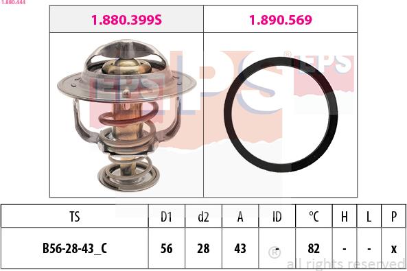 EPS 1.880.444 - Coolant thermostat / housing www.autospares.lv