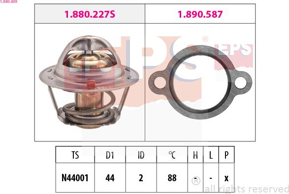 EPS 1.880.409 - Termostats, Dzesēšanas šķidrums www.autospares.lv