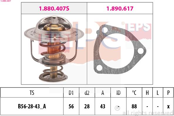 EPS 1.880.407 - Термостат охлаждающей жидкости / корпус www.autospares.lv