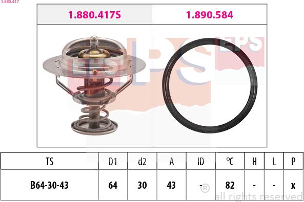 EPS 1.880.417 - Coolant thermostat / housing www.autospares.lv