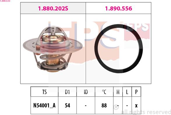 EPS 1.880.533 - Coolant thermostat / housing www.autospares.lv