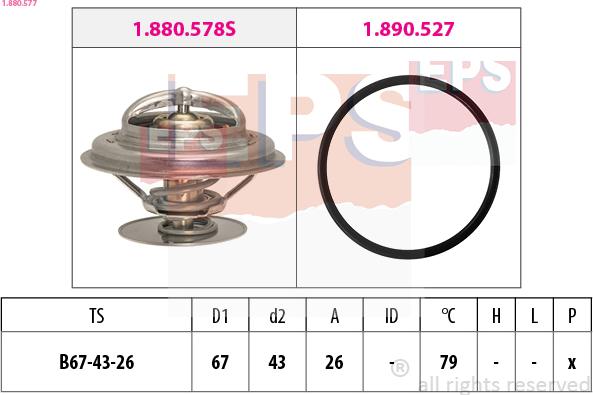 EPS 1.880.577 - Coolant thermostat / housing www.autospares.lv