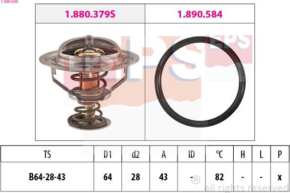 EPS 1.880.649 - Termostats, Dzesēšanas šķidrums www.autospares.lv