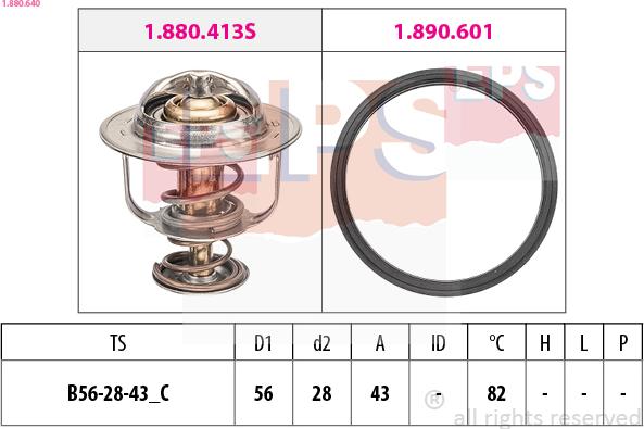 EPS 1.880.640 - Coolant thermostat / housing www.autospares.lv